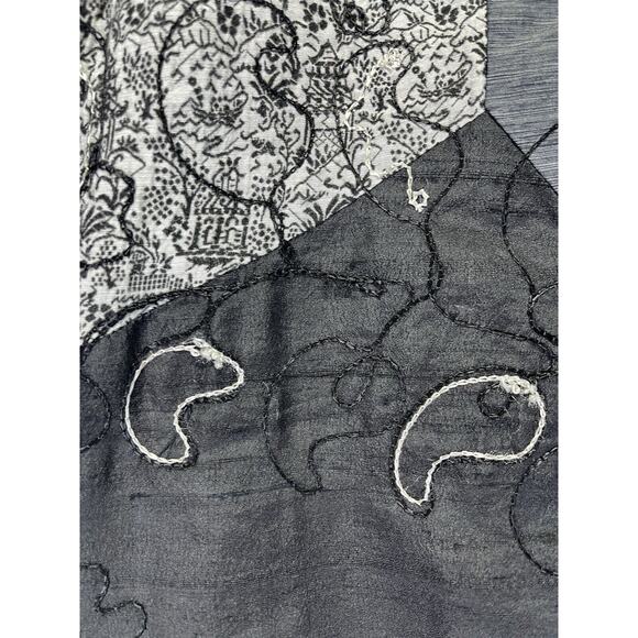 Laura Ashley‎ Woman 1X Blazer Jacket Gray Black White Patchwork Buttons Career - Picture 9 of 10